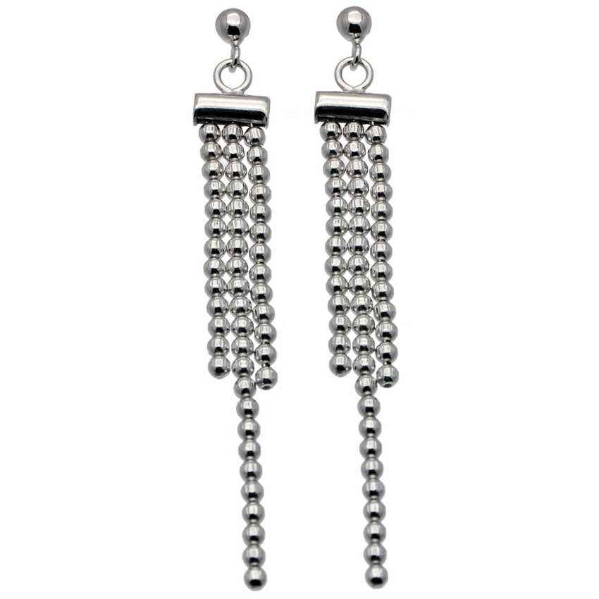 Beaded Sterling Silver Tassel Earring