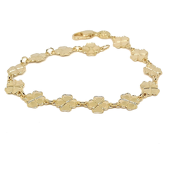 (1-0417-h5) Gold Filled Four Leaf Clover Bracelet, 7-3/4".