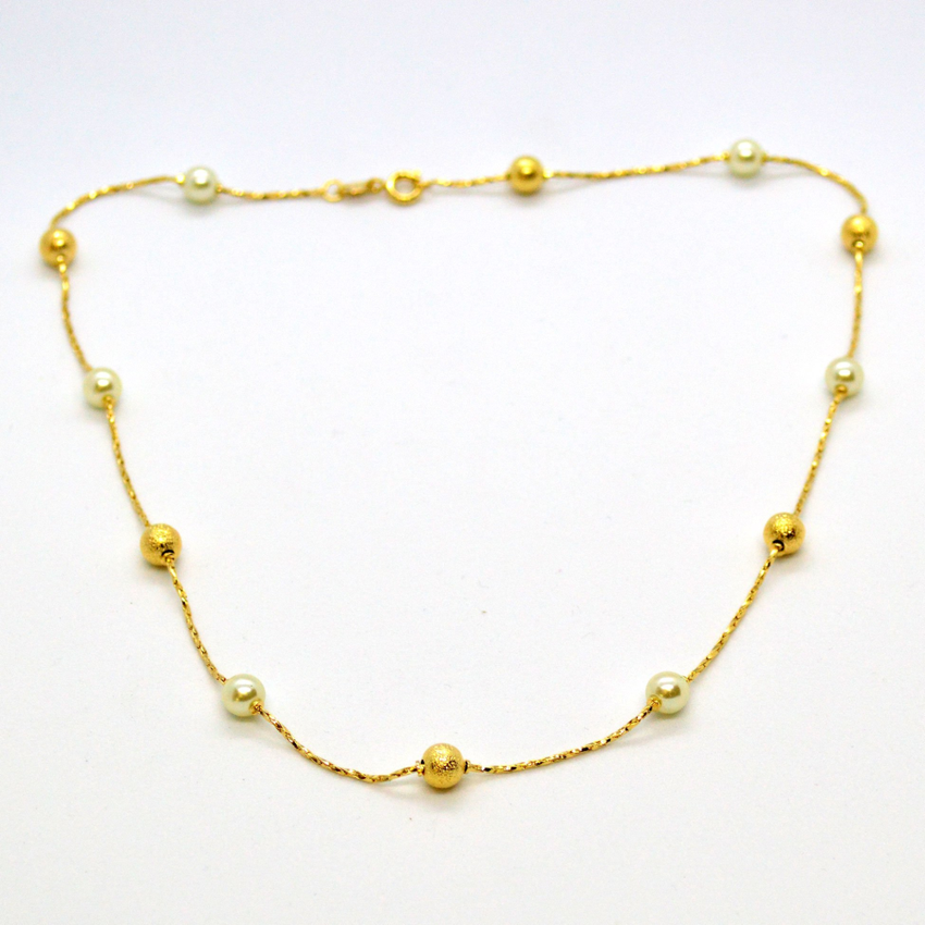 (1-1563-h9) Gold Filled Beaded Pearl Necklace.