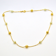 (1-1563-h9) Gold Filled Beaded Pearl Necklace.