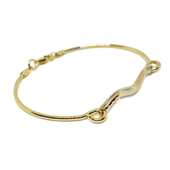 (1-0477-h5) Gold Overlay Three Tone Stackable Bangle Bracelet, 7".