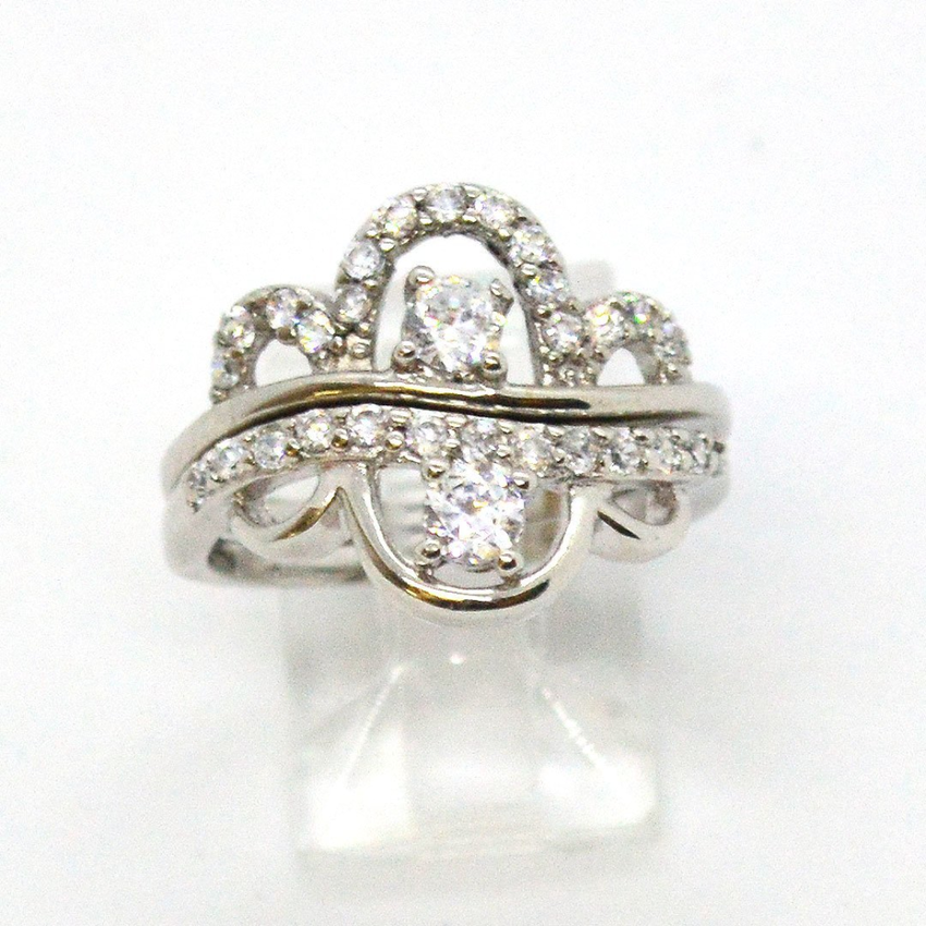 (2-5261-h9-1) Sterling Silver Women's 2pc Engagement Ring.