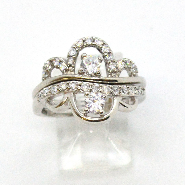 (2-5261-h9-1) Sterling Silver Women's 2pc Engagement Ring.