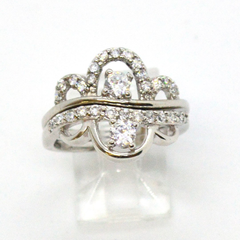 (2-5261-h9-1) Sterling Silver Women's 2pc Engagement Ring.