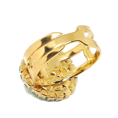 (1-3099-h5) Gold Overlay Turquoise Blue Ring, adjustable.