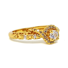 (MRIN-618-H6-5) 18kt Gold Overlay Swirl Design Solitaire Ring.