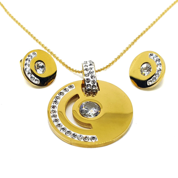 (mset-430-2-h4) Stainless Steel Crystal Disc Set. 2 finishes available.