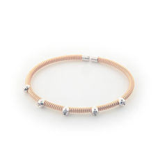 Fronay Co .925 Sterling Silver Five Diamond Twisted Station Bangle dipped in Rose Gold (.07 Carats, Color K-L, Clarity I2-I3)