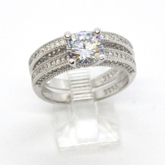 (2-5258-h9) Sterling Silver Women's 2pc Engagement Ring.