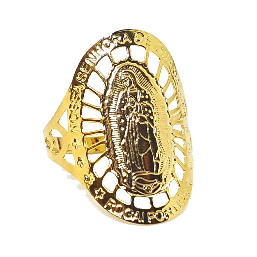 (1-3108-h5) Gold Overlay Guadalupe Ring.