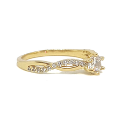 (mrin-615-h6-3) 18kt Gold Overlay CZ Solitaire with CZ Swirl Ring.