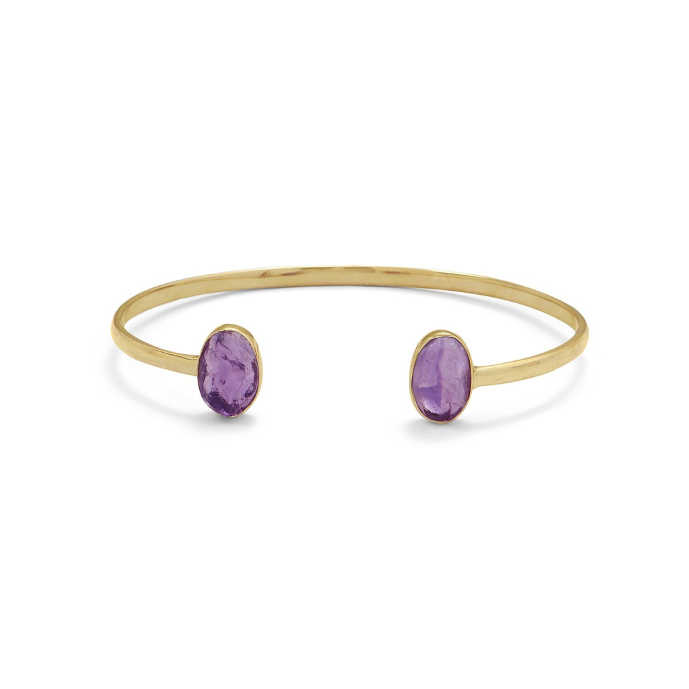 14 Karat Gold Plated Rough Cut Amethyst Split Bangle – pr-jewelry