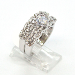 (2-5254-h9) Sterling Silver Women's 2pc Engagement Ring.