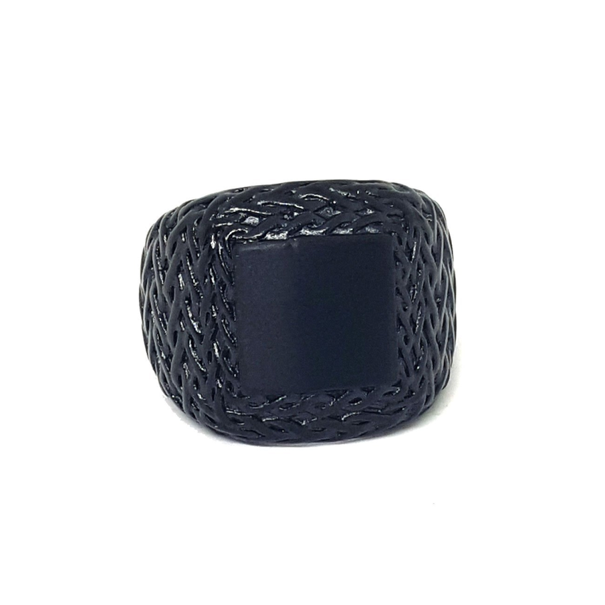 (mrin-504-h5-2) Black Coated Stainless Steel Ring for Men.