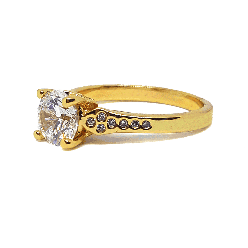 (MRIN-618-H6-1) 18kt Gold Overlay CZ Solitaire Ring.