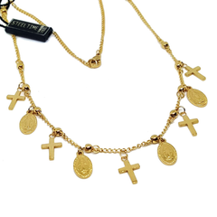 (4-7012-h5) Stainless Steel Religious Necklace, 18".
