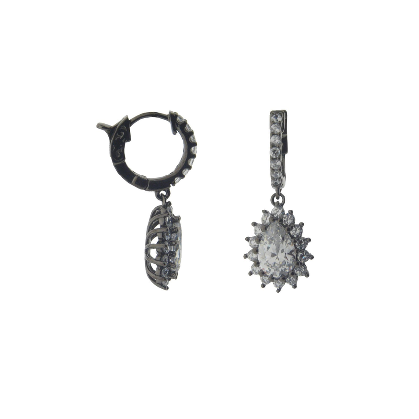 Bridal Drop Huggie Earrings (Gunmetal)