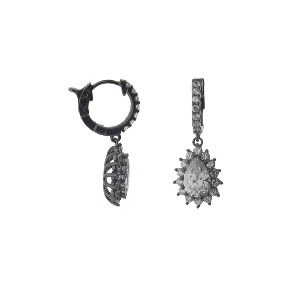 Bridal Drop Huggie Earrings (Gunmetal)
