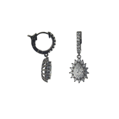 Bridal Drop Huggie Earrings (Gunmetal)