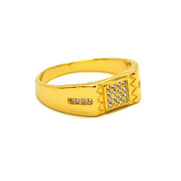 (1-3167-h8) Gold Overlay Mens CZ Accent Ring.