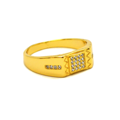 (1-3167-h8) Gold Overlay Mens CZ Accent Ring.