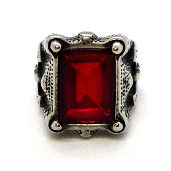 (4-0016-h9) Stainless Steel Large Red Ring for Men.
