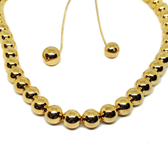 (1-6467-h6) Gold Overlay Beaded Necklace with Adjustable Bolo Tie System.