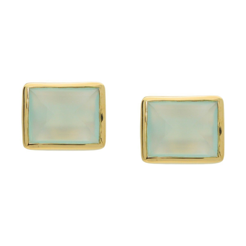Milky Green Agate Stud Earrings