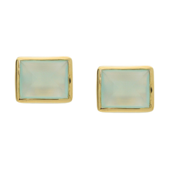 Milky Green Agate Stud Earrings