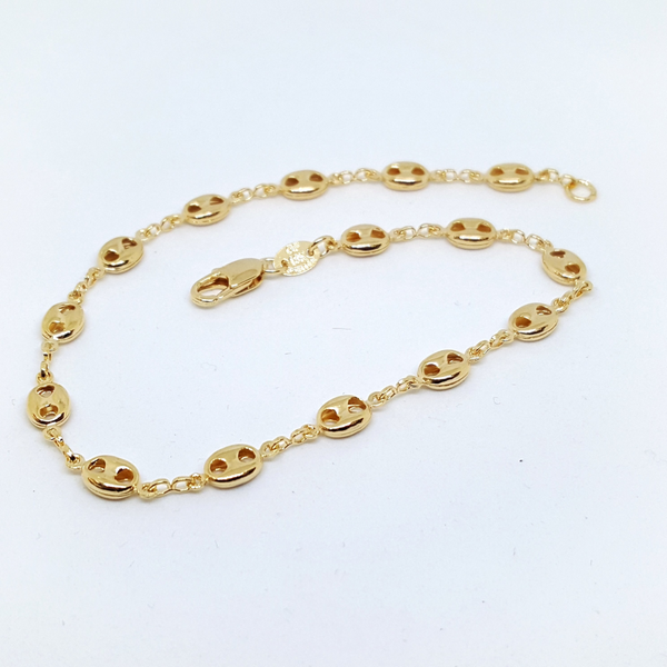 1-0537-h1 18kt Gold Overlay Puff Mariner Bracelet, 5mm, 7" & 8" inches.