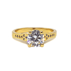 (MRIN-618-H6-1) 18kt Gold Overlay CZ Solitaire Ring.