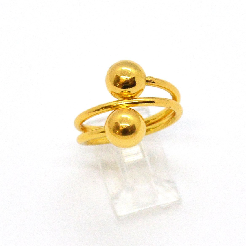(1-3063-h8) Gold Overlay Double Ball Ring.