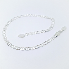 2-0113-h2 Sterling Silver Flat Mariner Link Anklet, 5mm