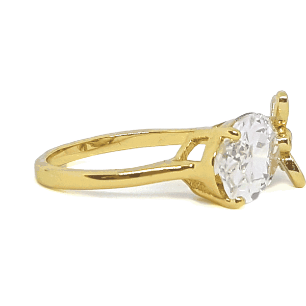 (1-3092-h8) 18kt Gold Overlay CZ Dragonfly Ring.