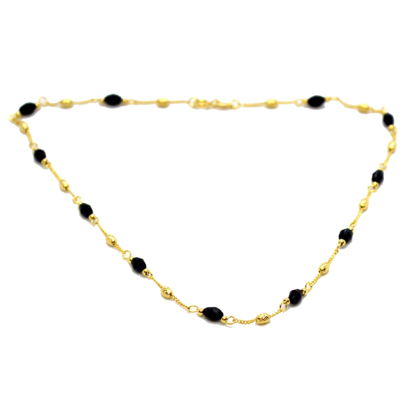 (1-1565-3-H9) Gold Filled Azabache (Faceted Onyx) Necklace, 16"