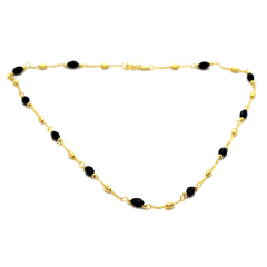 (1-1565-3-H9) Gold Filled Azabache (Faceted Onyx) Necklace, 16"