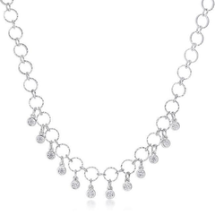 1.32 Ct Stunning Rhodium Necklace with Cubic Zirconia Charms