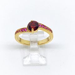 1-3102-h22 Gold Overlay Solitaire CZ Ring. (3 colors available)