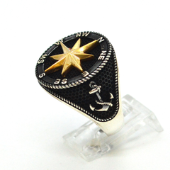 (2-5265-h9) Sterling Silver Men's Navigator Ring.