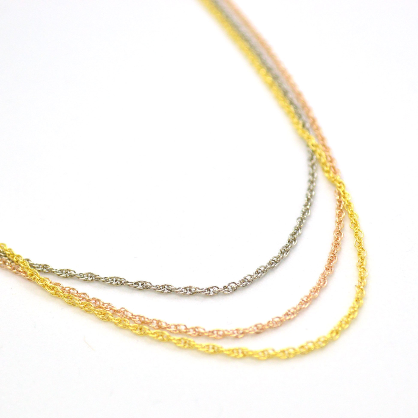 (spnk-3-h9) Gold Overlay Three Tone Triple Necklace, 17".