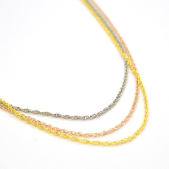 (spnk-3-h9) Gold Overlay Three Tone Triple Necklace, 17".