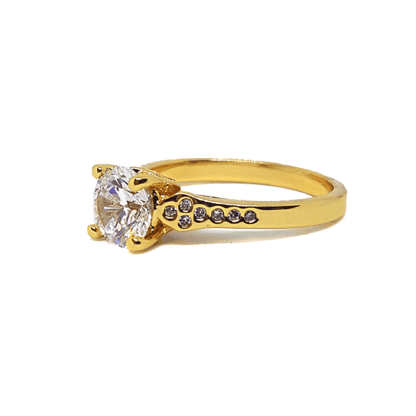(MRIN-618-H6-1) 18kt Gold Overlay CZ Solitaire Ring.