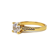 (MRIN-618-H6-1) 18kt Gold Overlay CZ Solitaire Ring.