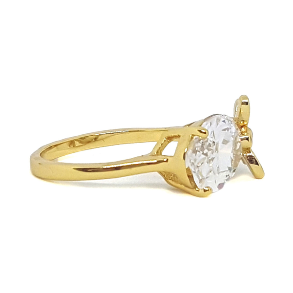 (1-3092-h8) 18kt Gold Overlay CZ Dragonfly Ring.