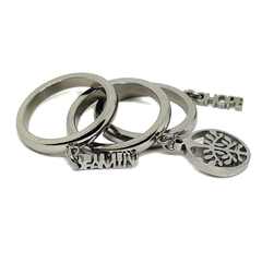 (4-0056-h5) Stainless Steel Tree of Life Triple Ring.