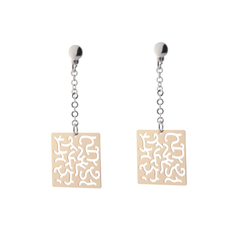Sterling Silver Rose Gold Plated Dangling Earring Dangling Filigree Squares