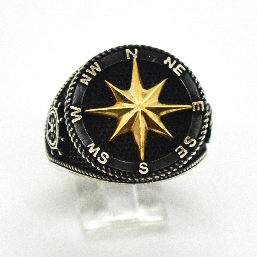 (2-5265-h9) Sterling Silver Men's Navigator Ring.