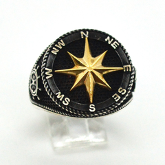 (2-5265-h9) Sterling Silver Men's Navigator Ring.