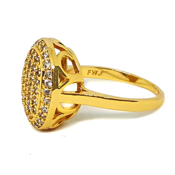 (1-3179-h5) Gold Overlay Oval Pave CZ Ring.
