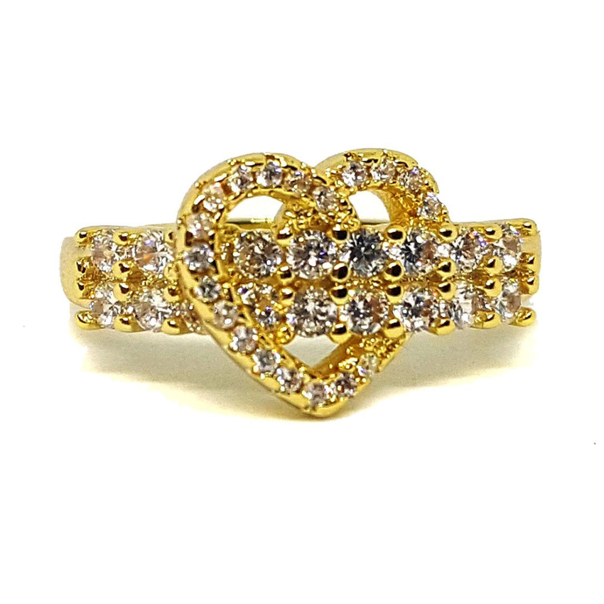 (1-3099-h5) Gold Overlay CZ Heart Ring.